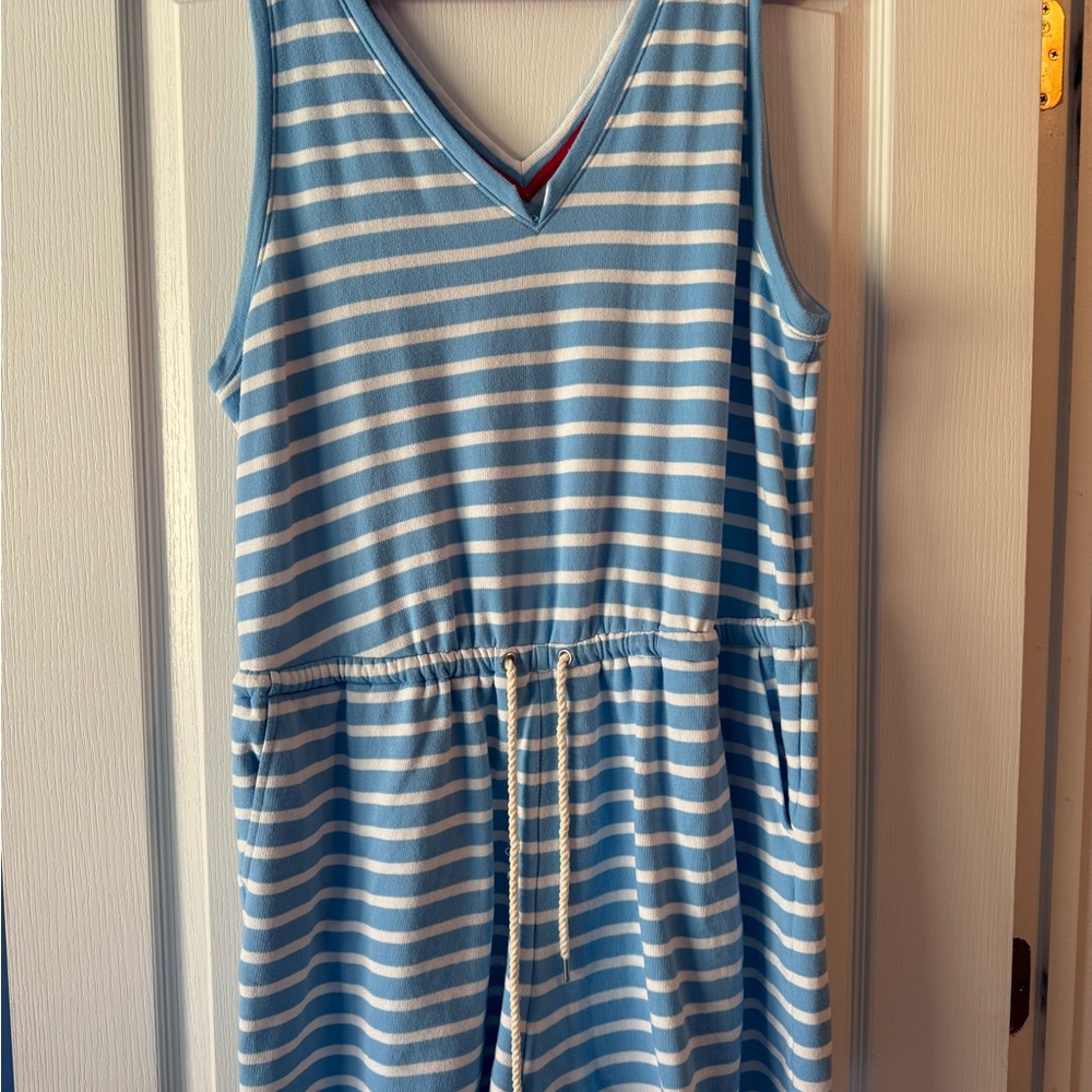Lou & Grey / Loft Blue and White Striped Sleeveless Romper XXL